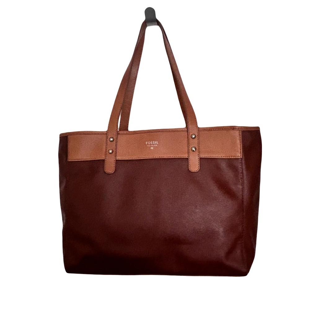 FOSSIL LEATHER TOTE HANDBAG LEATHER BROWN